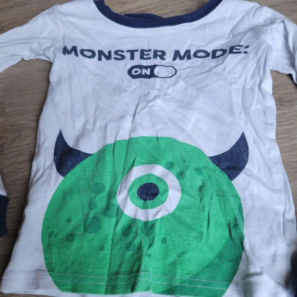 The Children's Place Pajamas Kids 3T Blue White Monster Mode Mike Wazowski Set